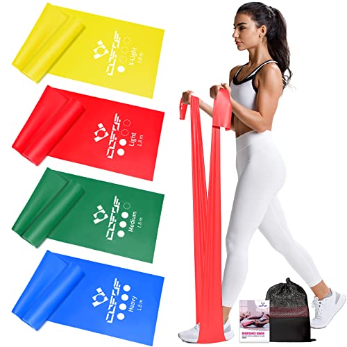 Faixa Elástica para Treino 4 Níveis de Resistência COFOF - Bandas de exercício - faixa elástica, treino, resistência, exercícios abdominais, forca, flexibilidade
