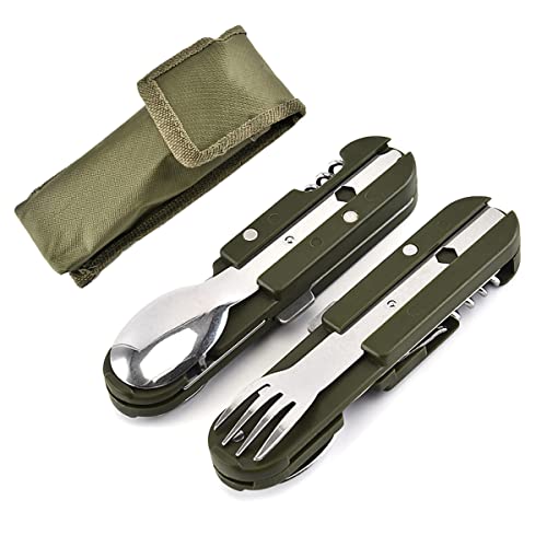 Conjunto de Talheres PLEGABLE 5 em 1 (Multicor - Aço Inoxidável) FIBOUND - Jogos de talheres - multicor, 5 peças, aço inoxidável, plegáveis