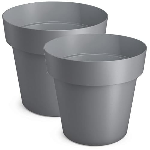 Vaso PECZEKO Mate (Plástico - Cinzento - 19.5 x 20 x 23.5 cm) PECZEKO - Vasos e canteiros - plástico, cinzento, 19.5x20x23.5 cm