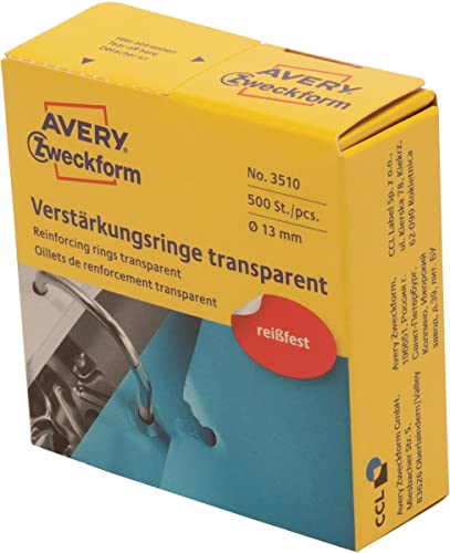 Avery Zweckform 3510 anel para furos Transparente AVERY Zweckform - Prendedores de latão - anel, furos, transparente, 13 mm