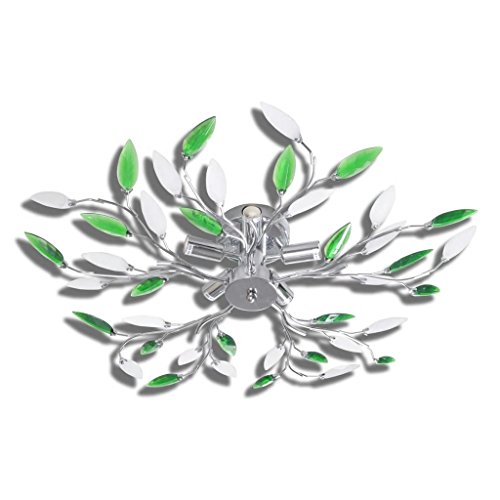 Candeeiro de Teto VidaXL com Folhas de Acrílico e Cristal Verde e Branco vidaXL - Luminárias Decorativas - candeeiro, teto, vidaxl, folhas, acrilico, cristal