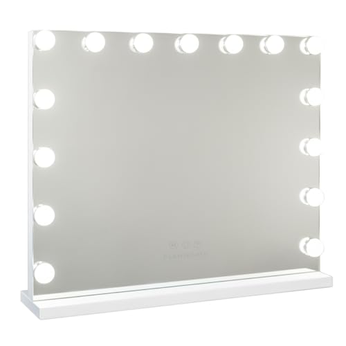 Espelho de Maquilhagem FLAMINGUEO com Luz Flamingueo - Ferramentas de Maquiagem - espelho, maquilhagem, luz, design moderno, 15 lâmpadas LED, espelho de aumento