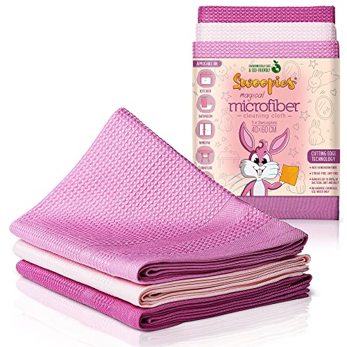 Toalhita de microfibra rosa 3 unidades SW Swoopies - Panos de limpeza de loja e panos de limpeza de uso geral - microfibra, rosa, 3 unidades