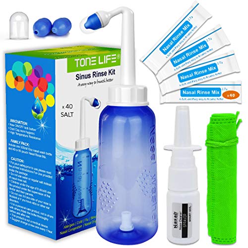 Neti Pot Nasal Wash Bottle with Salts 300ml TONELIFE - Cuidados de saúde - saline, 300ml, nasal wash, anti-dust
