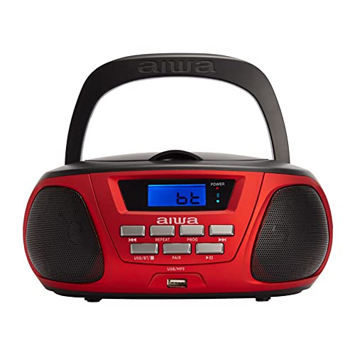 Rádio Despertador AIWA BTU-300RD Vermelho Aiwa - Reprodutores de áudio e gravadores - rádio despertador, aiwa btu-300rd, vermelho, cd portátil, bluetooth, sintonizador AM/FM