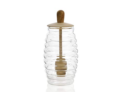 Copo de Mel de Madeira com Lâminas de Vidro e Madeira Andrea House ANDREA HOUSE - Utensílios de mesa - madeira, vidro, branco, 120 cm
