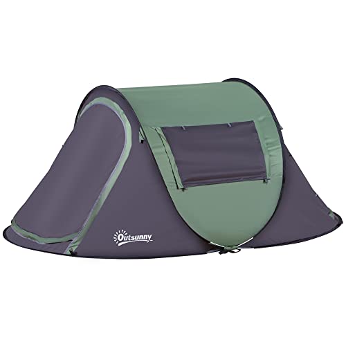 Tenda de Campismo Outsunny | 250 x 150 x 100 cm - Verde SPANISH AOSOM - Barracas - 250 x 150 x 100 cm, verde, poliéster, fibra de vidro