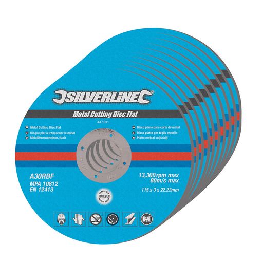 Conjunto de Discos para Cortar Metal SILVERLINE 447131 (10 peças) Silverline - Acessórios para ferramentas - conjunto, discos, cortar metal, silverline, 10 peças