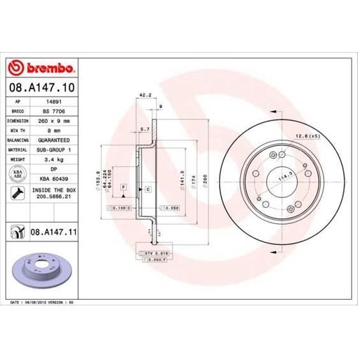 Conjunto de Parafusos e porcas BREMBO 08.A147.10 BREMBO - Peças de automóveis - parafusos, porcas, kit