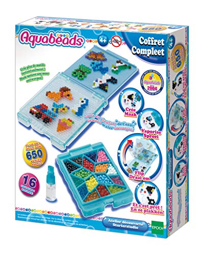 Kit de Artesanato para Crianças AQUABEADS 71001 (5 anos) Aquabeads - Brinquedos - 5 anos, 650 contas, sem fonte de calor, bandeja abatível