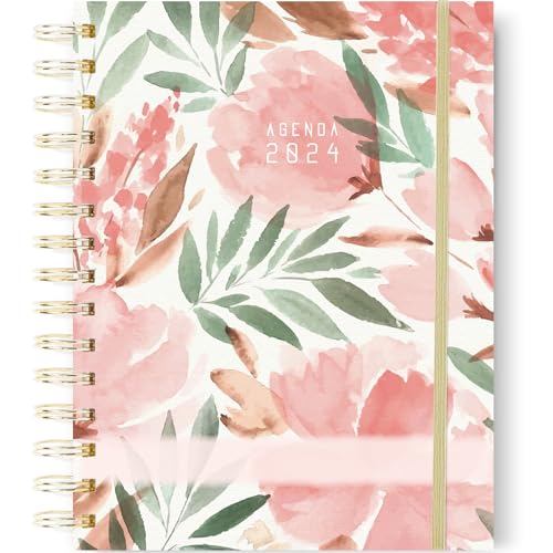 Agenda Escolar ONE PERSONAL Flowers (A5 - 2024) P ONEPERSONAL - Calendários, organizadores e planejadores - A5, 256 páginas, elástico, planificação anual