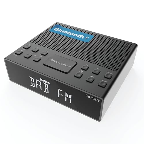 Rádio Despertador MAJORITY 001 (Preto - Digital - Alarme Duplo) Majority - Áudio - digital, alarme duplo, entrada auxiliar, porta USB