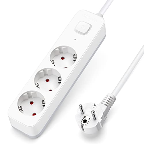 Extensão Elétrica AIGOSTAR 300100LUX (3 Tomadas - Tipo F - 3 m) Aigostar - Fios e cabos elétricos - 3 tomadas, 3m, proteção sobrecarga, tipo f