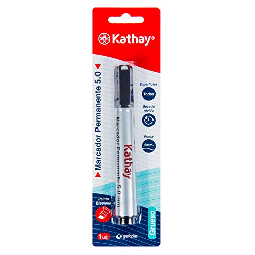 Marcador KATHAY Permanente Preto (Ponta 5 mm) Grafoplas del Noroeste,S.A. - Marcadores e marcadores de texto - ponta 5mm, tinta permanente, resistente água, resistente calor