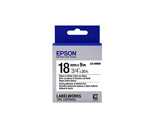 Cinta adhesiva EPSON LK-5WBW - C53S656004 Epson - Fitas de etiquetas e recargas - preto, branco, 90g, cinta adhesiva