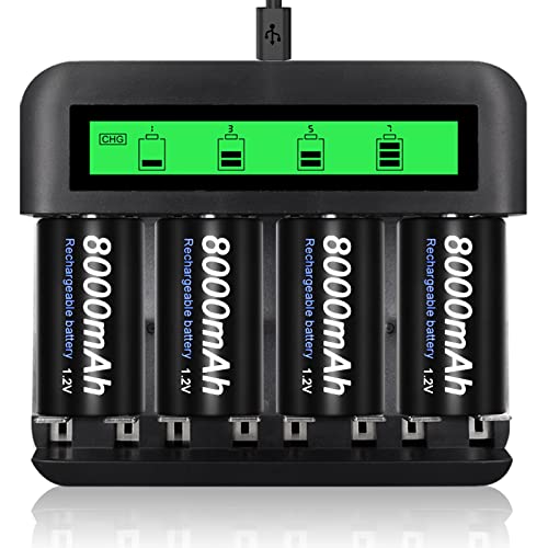 Pilhas Recarregáveis PALO 4 Pcs D Cell 8000Mah Palobatteryuk - Baterias de uso geral - recarregáveis, ni-mh, 8000 mah, d cell