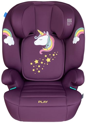 Cadeira Auto PLAY Unicorn (Grupo 2/3) (Amarelo - 130x70x68 cm) Play - Cadeirinhas para bebês e crianças pequenas - amarelo, espuma, 130x70x68 cm