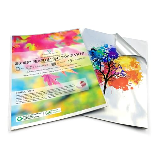 Etiquetas Autocolantes EVERGREEN GOODS Dourado e Prateado Evergreen Goods Ltd - Papel de impressora e copiadora - dourado, prateado, vinil, 30x40 cm