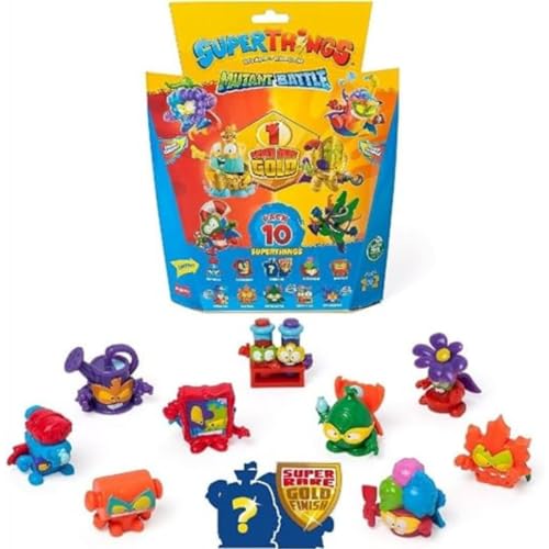 SuperZings Mutant Battle (Idade Mínima Recomendada: 4 anos) MAGICBOX - Bonecos de ação e brinquedo - 10 figurinas, figurina dourada, SuperThings especiais