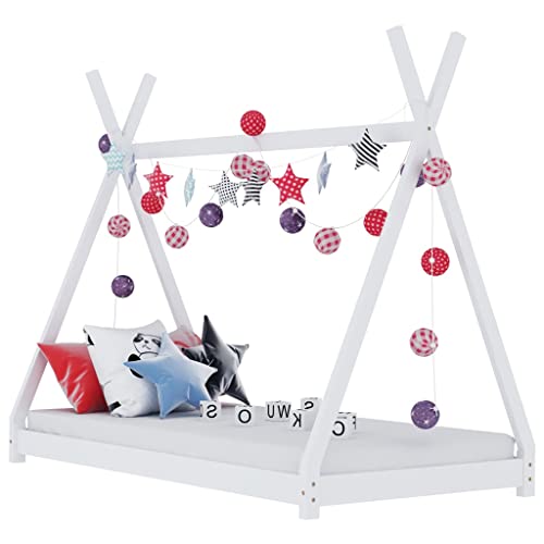 Cama VIDA XL (Branco - Madeira e Metal - 90 x 190 x 50 cm) vidaXL - Conjuntos de móveis - madeira, metal, 90x190x50 cm