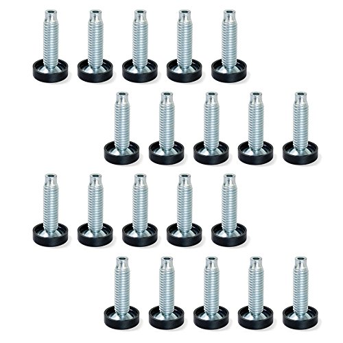 Conjunto de Parafusos e porcas, EMUCA, D. 23 a regulação interior, H 61 mm, 20 peças, Preto Emuca - Placas de base de poste - parafusos, porcas, regulação interior, 61 mm