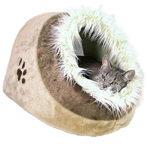 Casa de Animais para Gatos POLIÉSTER E PELUCIA Bege e Castanho (41 x 30 x 50 cm) TRIXIE - Mobiliário para gatos - poliéster, Pelúcia, bege, castanho, 41x30x50 cm