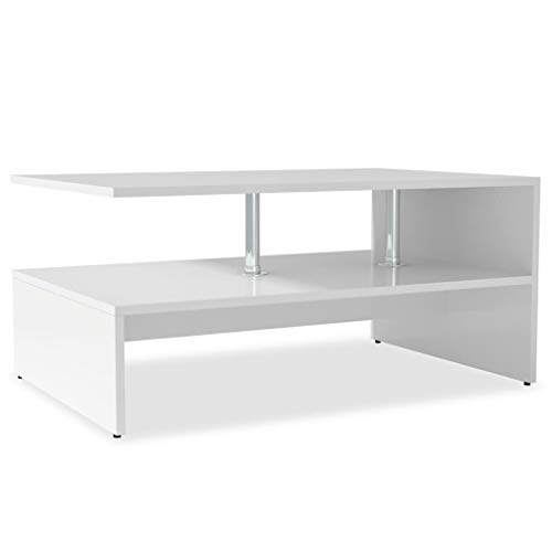 Mesa de Centro VIDAXL (Branco - Aglomerado e Madeira - 90 x 59 x 42 cm) vidaXL - Móveis de exterior - aglomerado, madeira, 90x59x42 cm
