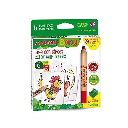 Lápis ALPINO BABY 6 Cores (0.5 x 15.2 cm) Alpino - Equipamento de escritório - 6 cores, 0.5 x 15.2 cm, mina grossa, sacapuntas