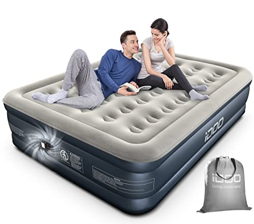 Colchão Insuflável com Bomba de Inflação e Desinflação em 3 Minutos para Casa Viagem e Campismo 203X152X46 Cm iDOO - Colchões de ar - insuflável, bomba, inflado, desinflado, camping