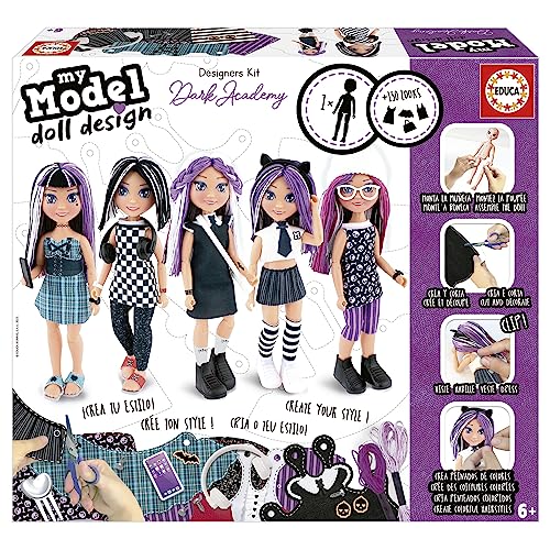 My Model Doll Design Dark Academy Fashion Style EDUCA Educa Borrás - Bonecas - articulada, tecido, acessórios, moda, instruções