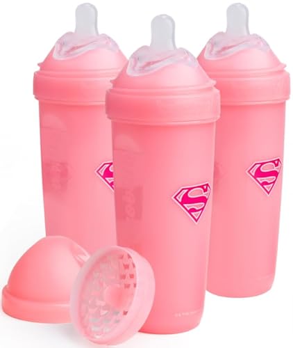 Garrafa de Leite para Bebés SUPERGIRL (12 Fl Oz) Herobility - Biberões - silicone, 12 fl oz, fácil de limpar, 350 ml