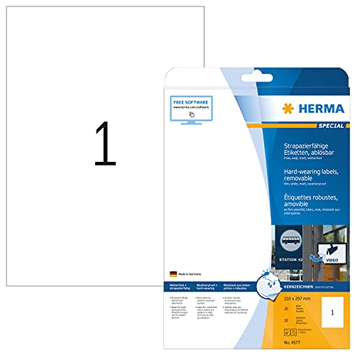 Herma Adhesive foil sheets A4 white (Classificação e Arquivo) HERMA - Etiquetas e tags - adesivo, folha, a4, branco
