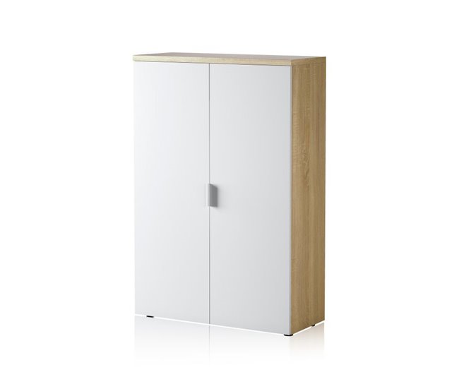 Sapateira ARTIK Canadian White (Madeira e Branco - Melamina - 119x80x32.5cm) duehome - Armários de armazenamento e armários de bloqueio - madeira, branco, melamina, 119x80x32.5cm