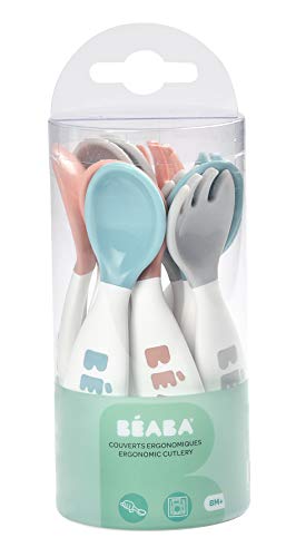 Conjunto de Talheres BEABA (6 Un - 0 Meses) Beaba - Jogos de talheres - ergonômico, sem risco de ferimentos, formas arredondadas, lavável