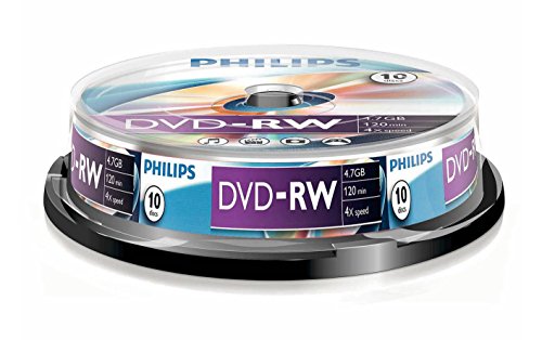 Disco Dvd-Rw PHILIPS DN4S4B10F/00 (4.7 GB) Philips - Mídias vazias - dvd+rw, 4.7 gb, 10 unidades, 1x a 4x, 120 minutos