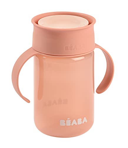 Taza BÉABA de Aprendizaje (Rosa - Vidrio - 340 ml) Beaba - Canecas - 340 ml, vidrio, asas, tampa
