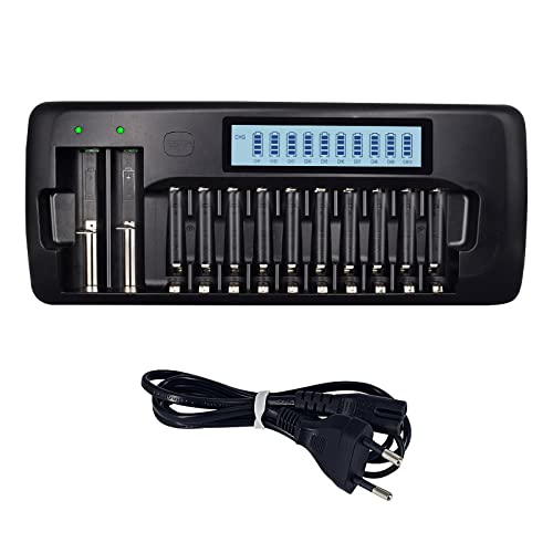 Carregador Pilhas PALOGREEN PAG-12 (12 Tomadas) Palogreen - Carregadores de bateria de uso geral - 12 tomadas, 10 AA, 2 Li-Ion, sistema inteligente