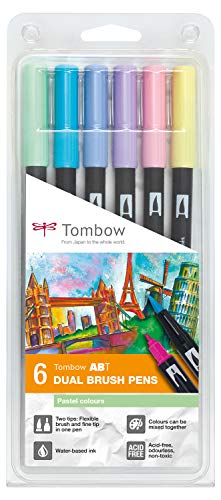 Canetas de Feltro TOMBOW ABT-6P-2 (Multicor - 6 Unidades) Tombow - Marcadores e marcadores de texto - 6 unidades, ponta fina, base de água, multicor