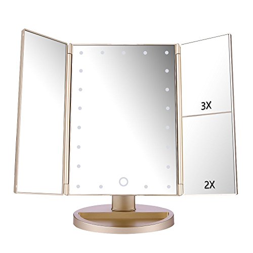 Espelho de Maquilhagem com Luz Led e Zoom 1X/2X/3X RICHEN - Ferramentas de Maquiagem - luz LED, zoom, 1x, 2x, 3x
