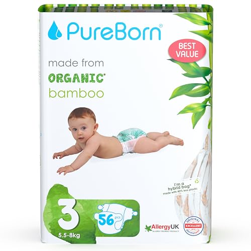 Fraldas PUREBORN Bamboo 3T (56 unidades) PureBorn - Fraldas - bamboo, eco-friendly, 3t, 56 unidades