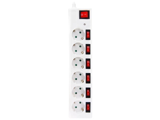 Extensão Elétrica GARZA POWER-BASE MULTIPLE (6 Tomadas - Tipo F - Branco) Garza - Filtros de linha e supressores de surtos - 6 tomadas, tipo f, proteção contra sobrecarga, interrupção de corrente