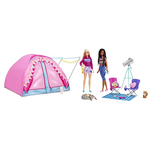 Boneca Barbie Malibu E Brooklyn Com Tenda Campismo Barbie - Brinquedos - barbie, malibu, brooklyn, tenda campismo