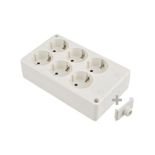 Base múltipla schuko 6 tomadas (Electricidade e Domótica) solera - Fontes de alimentação elétrica - 6 tomadas, schuko, interruptor, proteção contra sobrecarga