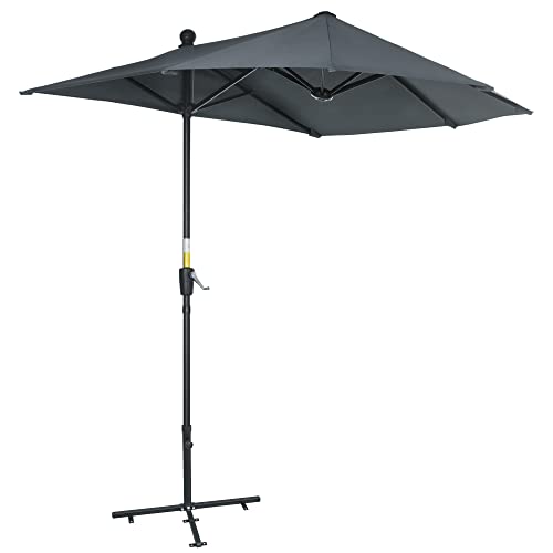 Guarda-Sol Outsunny com Almofada e Base Metálica | 190 x 200 x 240 cm - Cinza Outsunny - Guarda-sóis e toldos de exterior - almofada, base metálica, 190x200x240 cm, cinza