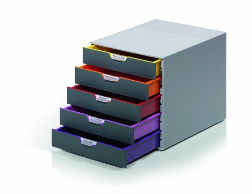 Durable Varicolor 5 Prateleira para secretária Durable - Gavetas de armazenamento doméstico - plástico, multi cor, 5 prateleiras