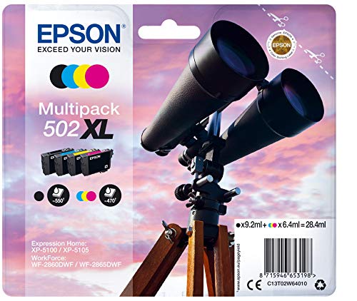 Multipack de 4 Tinteiros EPSON 502XL - C13T02W64010 Epson - Cartuchos de toner e jato de tinta - epson, alto/grande, preto, ciano, magenta, amarelo