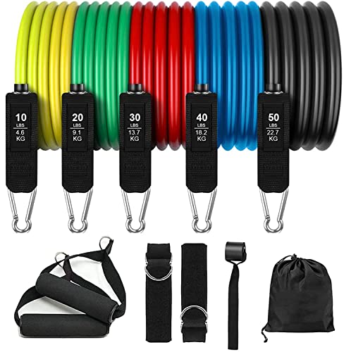 Tira de Resistência FITNESS GOMA (5 Un - 50 x 175 cm) Airymium - Bandas de exercício - 5 cores, 50 x 175 cm, 10-50 libras, 150 libras