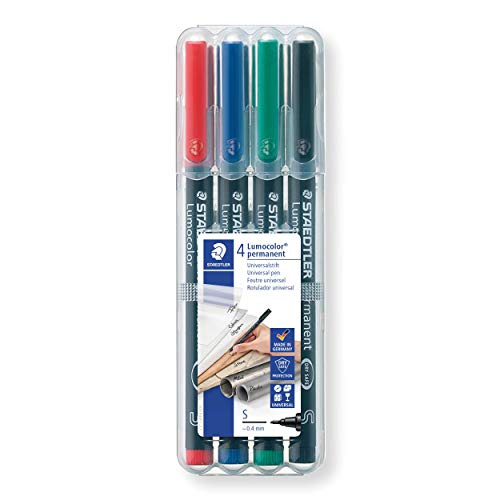 Marcador Permanente STAEDTLER Lumocolor 313 WP4 Staedtler - Marcadores - ponta fina, tinta resistente, fibra