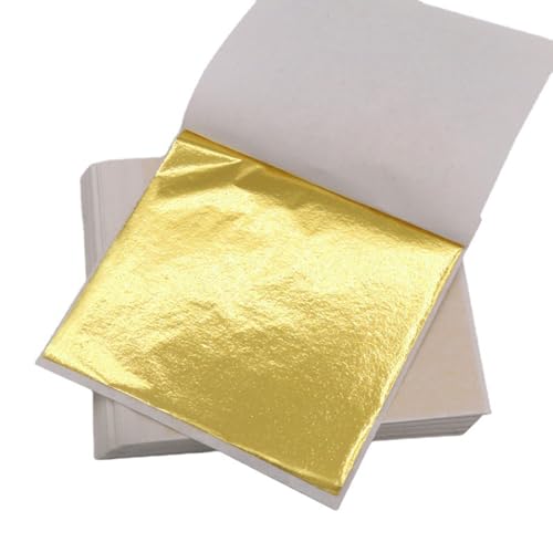 Folhas de Ouro Ilantule 100 Folhas Pan de Ouro Imitação ILantule - Papel de arte e artesanato - 100 folhas, pan de ouro imitação, 4 x 2 cm
