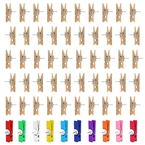 Conjunto de 60 Chinchetas com Ganchos de Madeira BEIIEB - Prendedores de roupa - conjunto, 60 chinchetas, ganchos, madeira